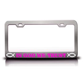 Customola in GOD WE Trust Christian Metal License Plate Frame Style 37 Black