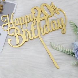 Sodasos - Decoración acrílica para tartas de cumpleaños 20 de feliz cumpleaños (20 años)