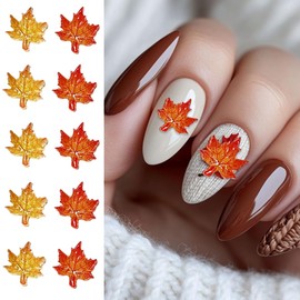 Maple Leaf Nail Charms Fall Nail Rhinestones Thanksgiving Nail Decorations Acrylic Nail DIY Nail Charm Nail Accessories Autumn Leaf Nail Art for Women Girls Salon Manicure 40Pcs