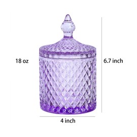 Sizikato Diamond Faceted Glass Candy Jar with Lid, 18oz Purple Decorative Jar, Nut Jar, Dried Fruit Storage Jar.