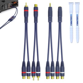 YIMATEECO RCA Splitter Cable RCA Y Cable AV Audio Cable 3.5mm R-CA Splitter Y Adapter for Speaker, AMP, Turntable, Receiver, Home Theater(15cm R-CA Cables, 4Pack)