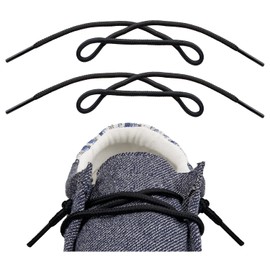 Endoto Shoelaces for Hey Dude Round Durable Polyester Strings Replacement Shoe Laces(Color:Black,Size:13Inch)