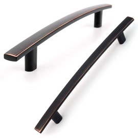 KOOFIZO Curved Bar Cabinet Pull - Oil Rubbed Bronze Furniture Arch Handle, 5 Inch/128mm Screw Spacing, 10-Pack for Kitchen Cupboard Door, Bedroom Dresser Drawer, Bathroom Wardrobe Hardware