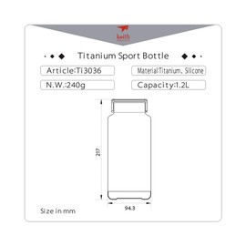 Keith Titanium Ti3036 Bottle with Leakproof, Quick and Secure Bayonet-type Cap Mount - 40.6 fl oz