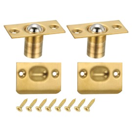 PATIKIL Stainless Steel Closet Ball Catch Door Hardware, 2 Pack Adjustable Cabinet Door Ball Catch Chrome Finish with Strike Plate & Screw for Interior Doors, Gold