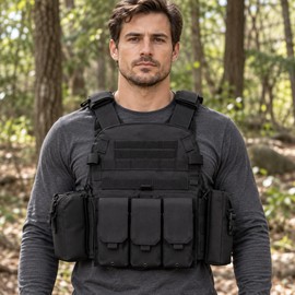 Military Tactical Vest – Adjustable Tactical Gear Carrier for Airsoft, Paintball, Hunting & Wargame Activities