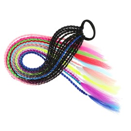 [TefuRe] Braided Hair Extension Ponytail Clip-on Hair Kids Dance Easy Attachment with Elastic Braid Extension Video Available Multicolor 12 Q37-M12