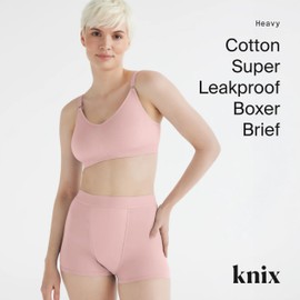 KNIX Super Leakproof Cotton Boxer Brief - Period Underwear for Women - Rose Water, Medium (1 Pack)