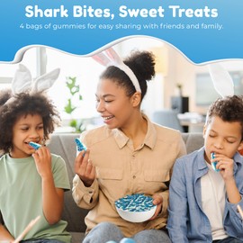 Shark Tarts Sour Gummy Candy, Hammerhead Shark Shape, 4 Resealable 8 oz Bags - Halal Gummies Candy