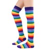 Womens Thigh High Socks Rainbow Knee High Socks Striped Stockings