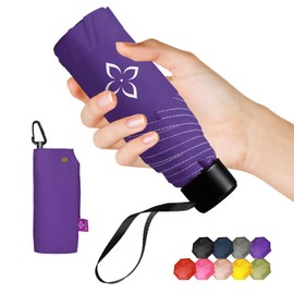 LILAC Travel Mini Umbrella parapluie Compact Small & Portable, Windproof umbrellas for rain with Quickdraw sleeve for Backpack, Durable Easy Open Close, Reflective Thread Design for Safety Men & Women