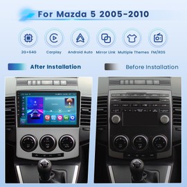 Inefala 2+64G Radio for Mazda 5 2005-2010 Android 13 CarPlay Car Stereo 9'' Touch Screen Compatible with Android Auto AHD Backup Camera Bluetooth GPS WiFi FM RDS