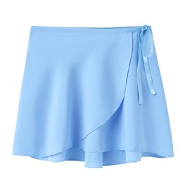 HiDance Girls Women Ballet Skirt Dance Wrap Skirt Chiffon Sheer Adjustable Skirt Ballerina Dance Clothes（Blue 3-5 Years