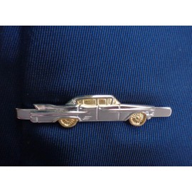 Vintage Car Tie Slider Short 6 cm Long – Two-Colour Shiny Including Gift Box – Beautiful Accessory for Silk Tie, Brass, No Stone