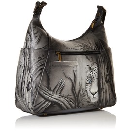 Anna by Anuschka Hand Painted Leather Women's Large Multi Pocket HOBO, African Leopard