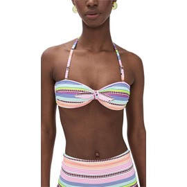 lemlem Women's Ava Bandeau Top, Cirq Citrus, Pink, Print, M