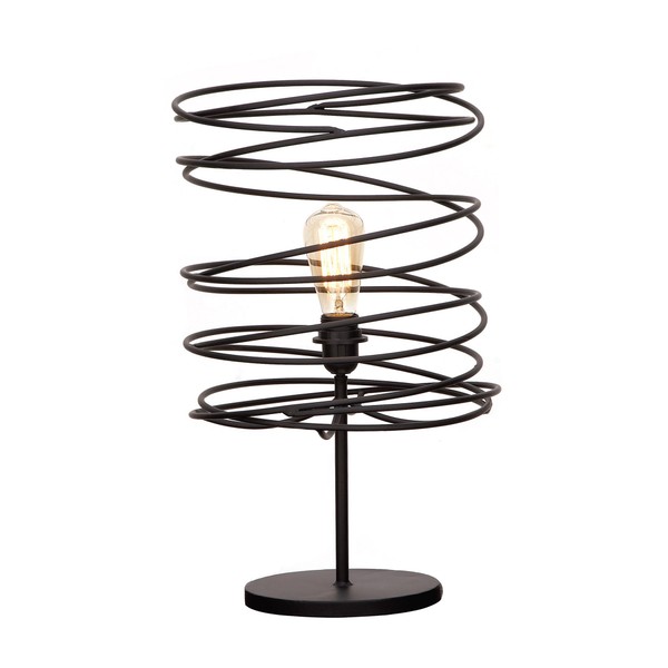 Urban Designs Decorative Coiled Iron Shade Table Lamp, Black
