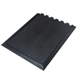 StaticTek End Piece ComforTread FM9 ESD Anti Fatigue Rubber Floor Mat | Diamond-Plate for ESD Safe Work Areas | 1/2 Inch Thick Conductive Mat | End