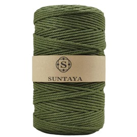 SUNTAYA Macrame Cord 3mm X 200 Meters, Macrame Rope Cotton Yarn, Dark Green Twine String, Bobbiny Braided Marame Cord Supplies for Crochet Twist Crafts Woven Decorating