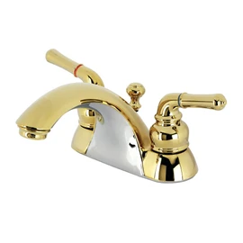 Kingston Brass KB2622B Naples 4-Inch Centerset Lavatory Faucet Brass Pop-Up, Polished Brass