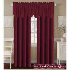 H.VERSAILTEX 4 Panels Blackout Red Christmas Curtain Valances for Kitchen Windows/Living Room/Bathroom Privacy Protection Rod Pocket Winow Valance Curtains, 52" W x 18" L, Burgundy
