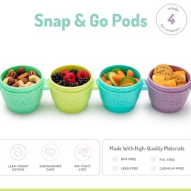 melii Snap & Go Baby Food Storage Containers with lids, Snack Containers, Freezer Safe, 6 oz - 4 Pack, Original