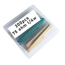 Jiefafa 75 1/4W, 75R1/4W, 75 ohm, 75 R 1/4W, 75Ωresistor, 75 ohm resistor, 75 ohm Metal resistor, 75 R Metal Film resistors 1/4w(0.25w) 1% tolerance 0.01 MF Metal Film Fixed Resistor 300 pcs