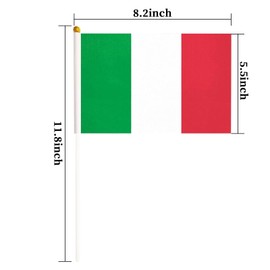 Italy Flag Italian Hand Held Mini Small Stick Flags For Party Classroom Garden Olympics Festival Clubs Parades Parties Desk Decorations(20 pack)