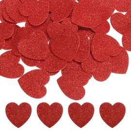 PATIKIL 1.8"x1.8" Heart Foam Stickers, 50Pcs EVA Self Adhesive Glitters Foam Shape Sticker Craft Supplies for Scrapbook Card DIY Making Home Decor, Red