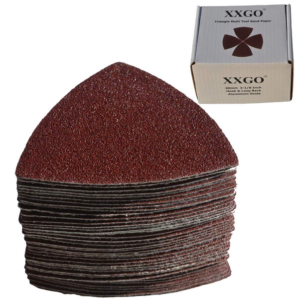 XXGO Triangular Oscillating Multi Tool Sanding Pads 3-1/8 Inch 80mm
