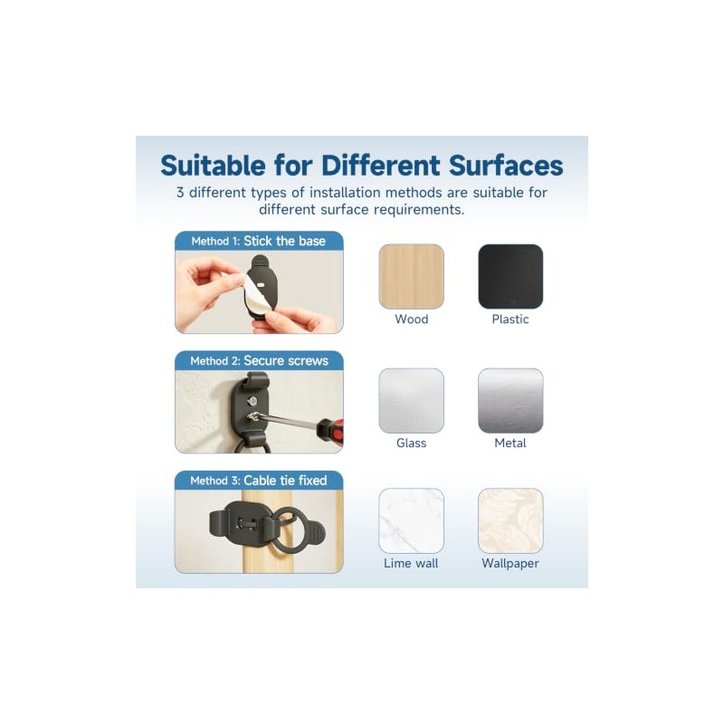 Adjustable Cable Management Clips - Self Adhesive Cord Organizer