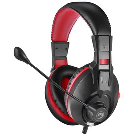 MARVO Scorpion H8321S Gaming Headset, Stereo Sound, Flexible Omnidirectional Microphone, 40mm Audio Drivers, On-ear Volume Control, 3.5mm Connection, Black and Red