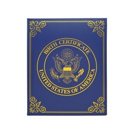 U.S. Birth Certificate Holder – Elegant Navy Blue Cover with Gold Foil Eagle Emblem | Unisex Baby Keepsake & Newborn Gift