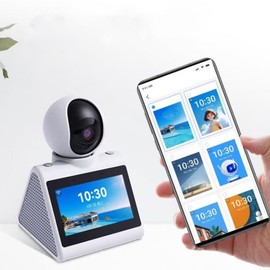 Smart Video Calling Camera with Screen, 2K Indoor Security Camera, AI Learning, 2 Way Call, Clock Reminder, HD Screen, One Click Call