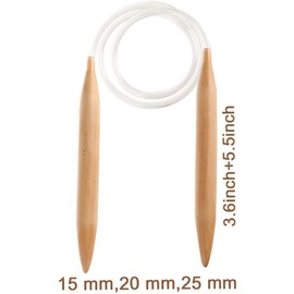 FEETER 3PC Wooden Circular Knitting Needles,15/20/25mm Natural Wood Jumbo Needle for Chunky Yarn Giant Circular Knitting Needle