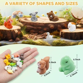 60PCS Mini Resin Animals Tiny Resin Animals to Hide Miniature Animal Figurines Mini Ducks Chicken Small Animal Figures Bulk for Fairy Garden Decor Fish Tank Ornaments Craft