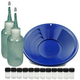 14" Blue Gold Pan Panning Kit