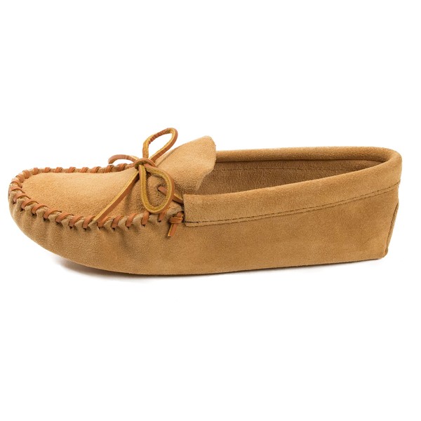 Minnetonka Men's Leather Laced Soft Leather Sole Moccasin,Tan,6.5 M US
