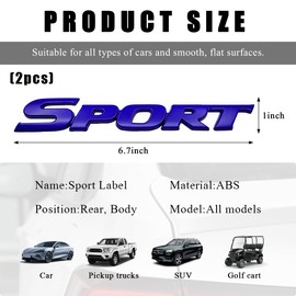 DXNQ 2 PCS 3D Sport Sticker for Car, Automotive Sport Edition Emblem Decals with Strong Adhesive, Universal Sport Badge Stickers for Bumper Tailgate Side Fender, Car Accessories (Blue)
