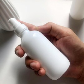 12Pack 4oz White Glass Pump Bottle with Pump Dispenser,120ml Small Dispenser, Travel Size Refillable Botttles For Lotions,Sercums,Essential Oils