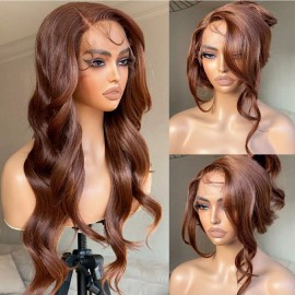 Unbranded Lace Front Wig Auburn Ginger Strawberry Blonde Red Wavy Heat Resistant 24 In