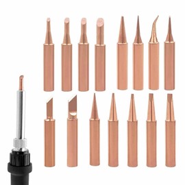 Wjelet Pack of 15 Soldering Tips Set, 900 m Replacement Tips, Lead-Free Soldering Iron Tips Made of Pure Copper, Compatible with Hakko, Yihua, Atten and More, for Soldering Station, Welding, Soldering