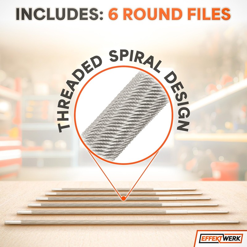 Chainsaw Sharpening File Set - 6 Round Files Compatible w/