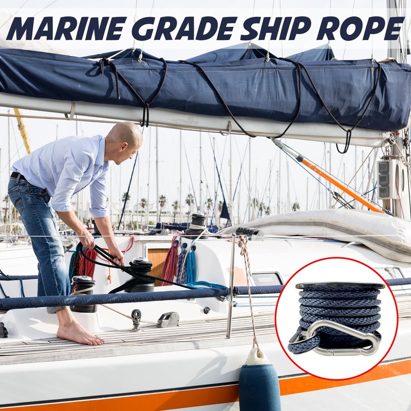 Double Braided Nylon Boat Anchor Rope 3/8inch with 316 Stainless
