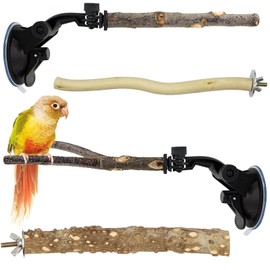 eupdd 4 Stück Natur Sitzstangen Set: Stehend Vogelkäfig Zubehör, Wildes Traubenholz Sitzstangen, Holz Sitzstange mit Saugnapf, Natürliche Klettersitzstangen für Wellensittiche