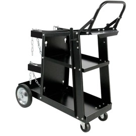MAYNIYJK Welding Cart Heavy Duty Welder Cart for MIG/TIG Welder and Plasma Cutter, 3-Tier Welding Cart with Wheels Handles and Gas Tank Holder, Black, 27.7" x 11.4" x 29.7"