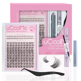 uCoolMe Venus Lash Clusters Kit 8-16mm with 5-6mm Bottom Lashes Wispy Natural Eyelash Clusters Kit D Curl -WideSpan Thin Invisible Lash Band