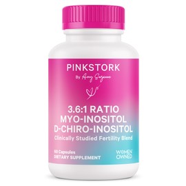 Pink Stork Myo-Inositol & D-Chiro Inositol: 3.6:1 Blend to Support Fertility, Hormone Balance for Women - Ovarian Function, Ovulation, Conception, and Period Support Supplement - 60 Capsules