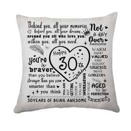 Hasodeo 30th Birthday Gifts Cushion Cover for Women Mum Aunt Dad Best Friend Birthday Cushion Cover Birthday Gifts for Her Him Keepsake HomeDecorations (30th)
