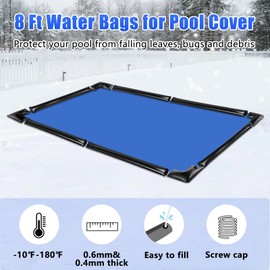 10 Pack 0.6mm Thicker Pool Water Bags with Pool Cover Weights Corner, 8 Ft Heavy Duty Pool Water Tubes for Inground Swimming Pool Covers Side (Black)